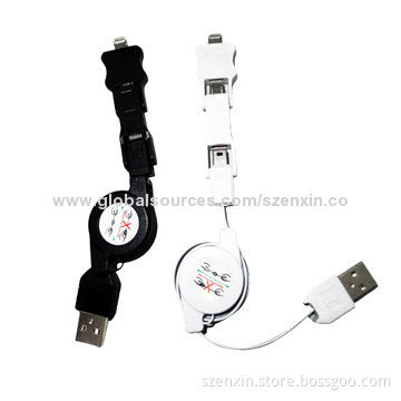 3-in-1 Retractable Transfer Cable for iPhone 5, Mini and Micro USB Port